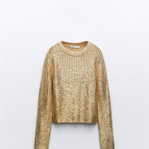 Zara Metallic Gold Women's Sweater